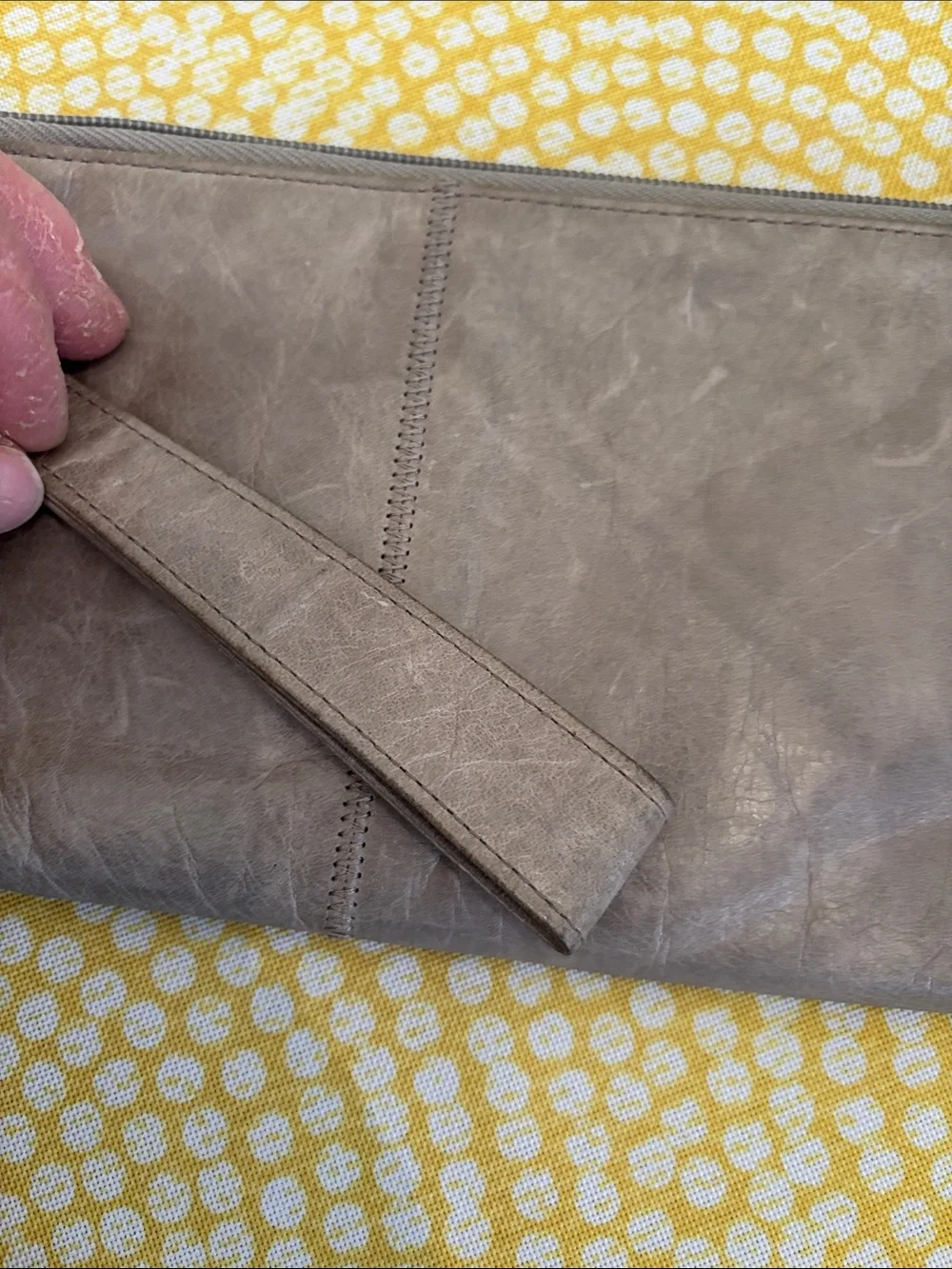 Hobo  Gray Leather Wristlet Clutch